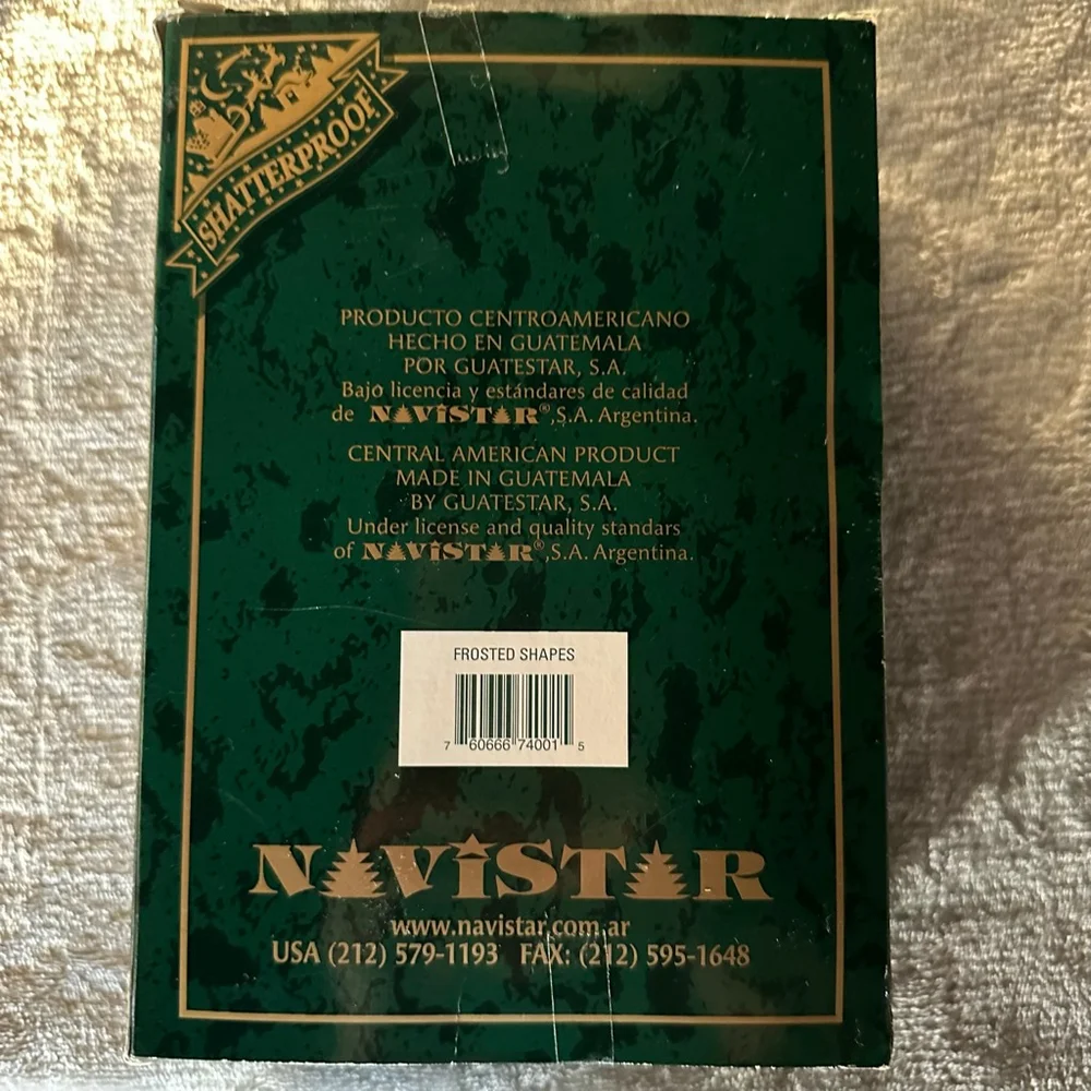 Vintage NAVISTAR Gold Frosted Shatterproof Christmas Ornaments